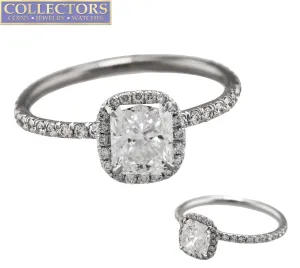 Exquisite Ladies Estate Platinum 950 0.80 CT Radiant Cut Diamond Engagement Ring