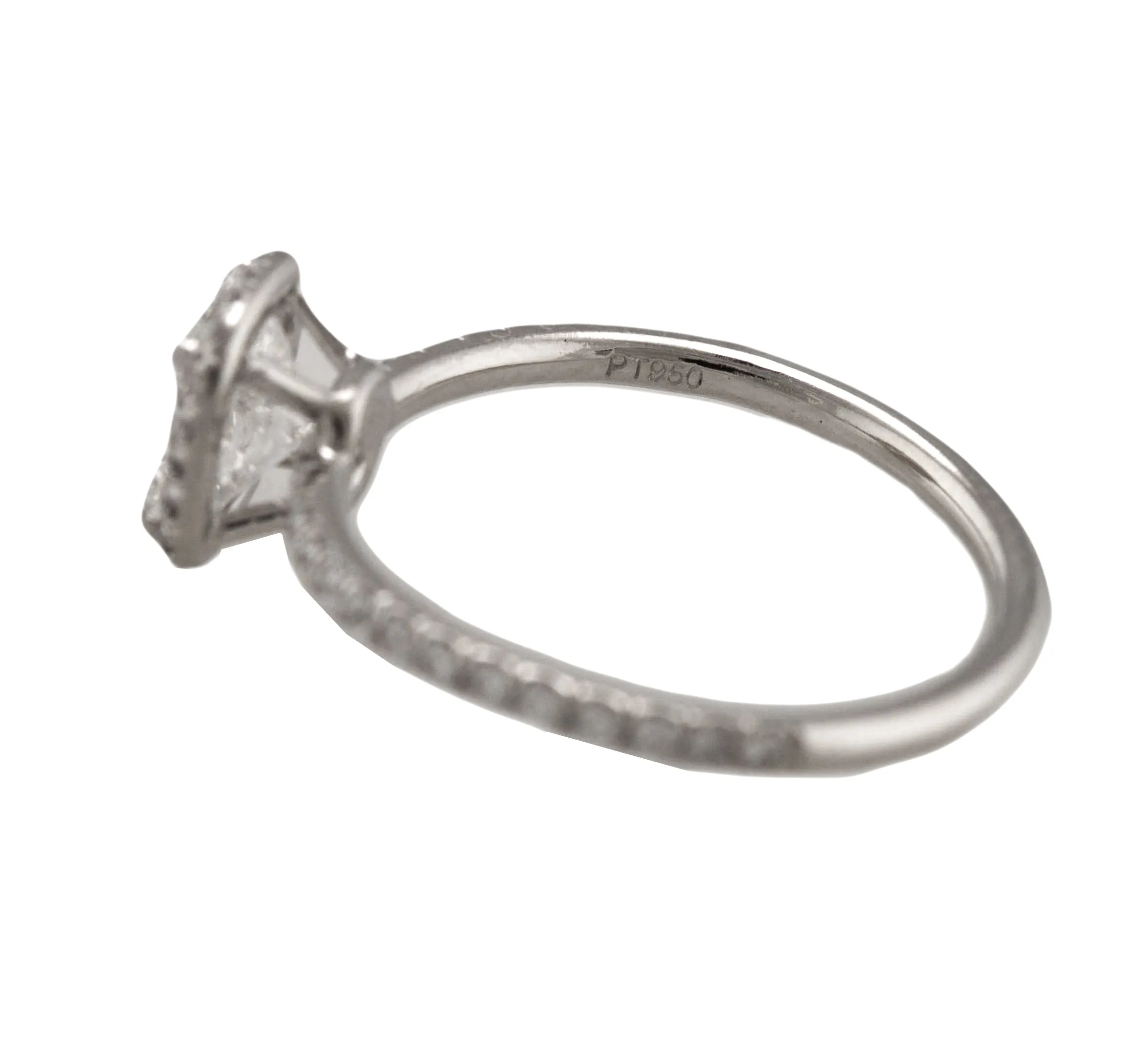 Exquisite Ladies Estate Platinum 950 0.80 CT Radiant Cut Diamond Engagement Ring