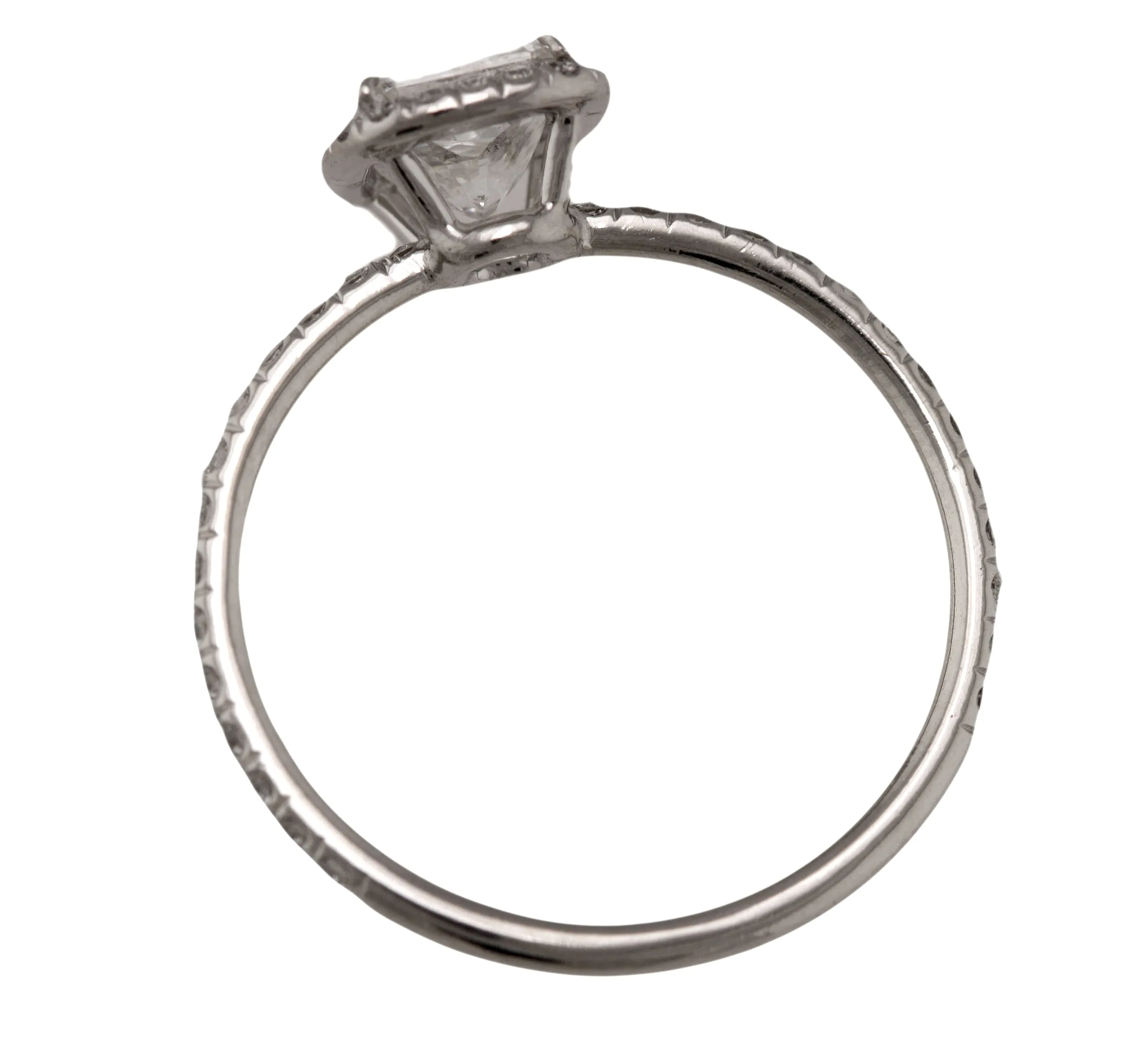 Exquisite Ladies Estate Platinum 950 0.80 CT Radiant Cut Diamond Engagement Ring