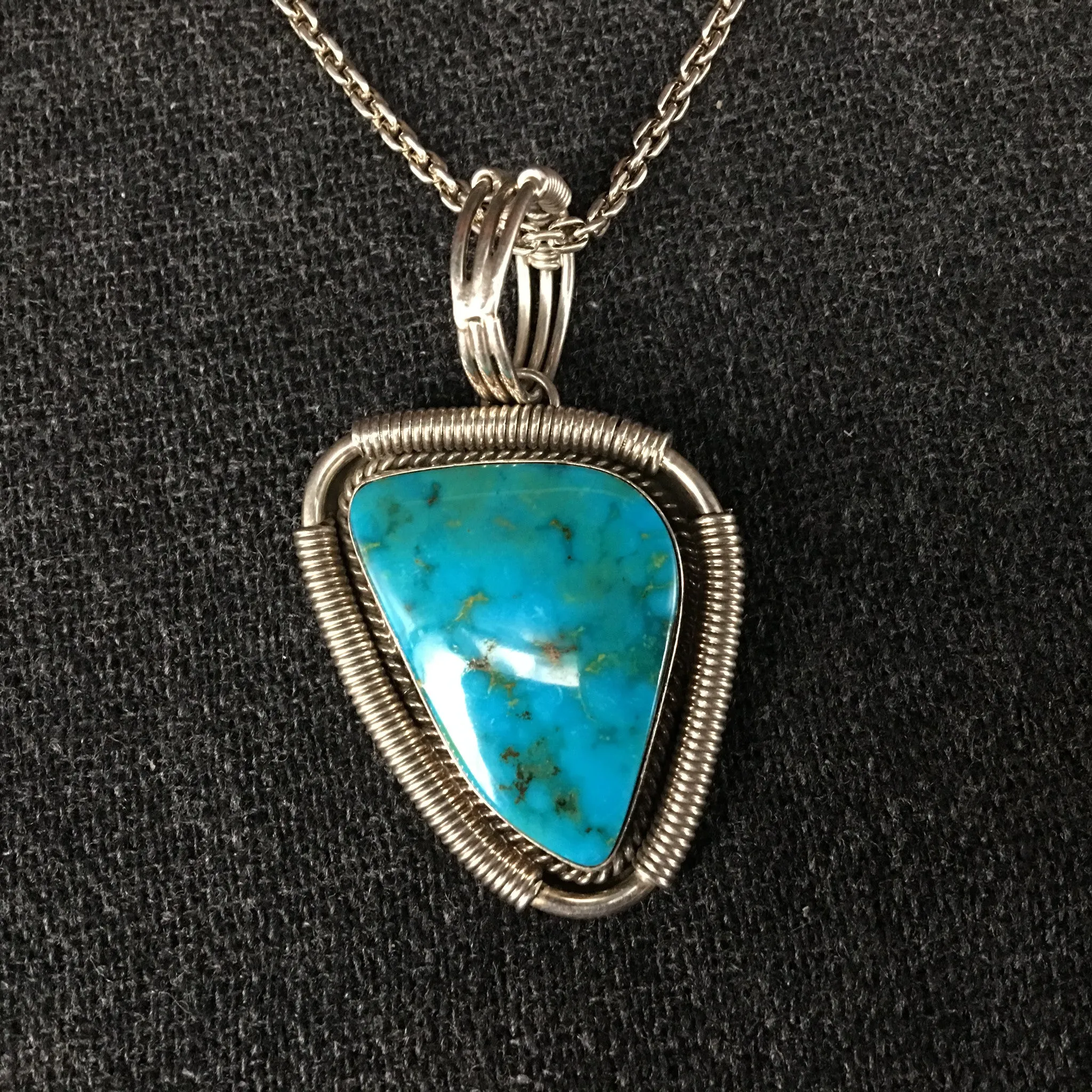 Exquisite Native American Navajo Turquoise Pendant by Kay Yazzie