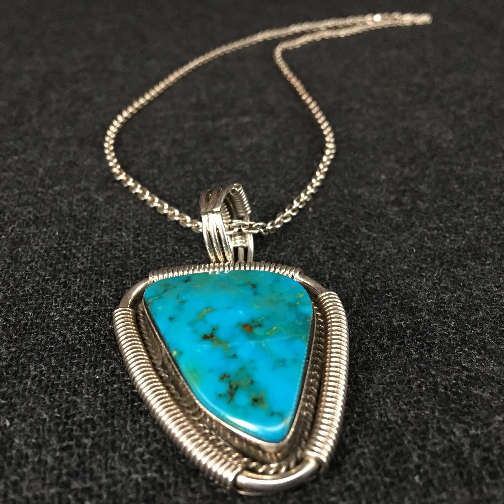 Exquisite Native American Navajo Turquoise Pendant by Kay Yazzie