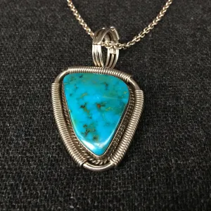 Exquisite Native American Navajo Turquoise Pendant by Kay Yazzie