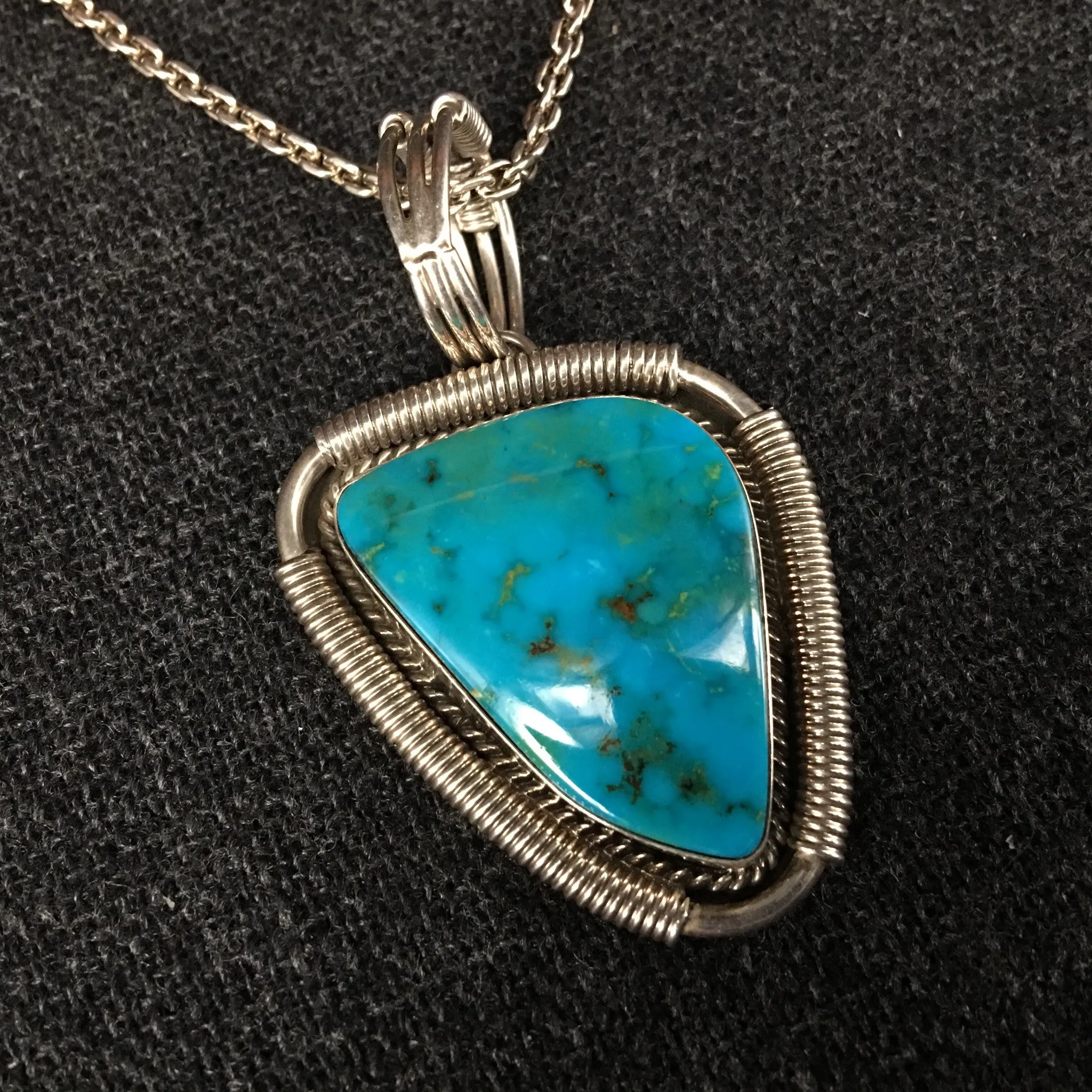 Exquisite Native American Navajo Turquoise Pendant by Kay Yazzie
