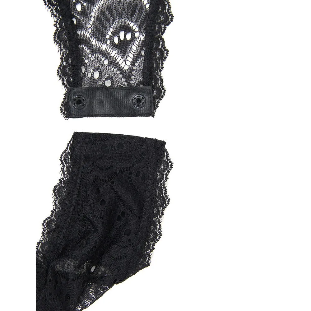 Exquisite Peacock pattern Lace Teddy With Steel Ring