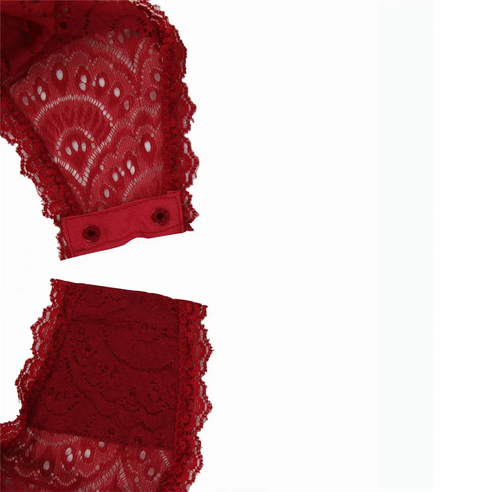 Exquisite Peacock pattern Lace Teddy With Steel Ring