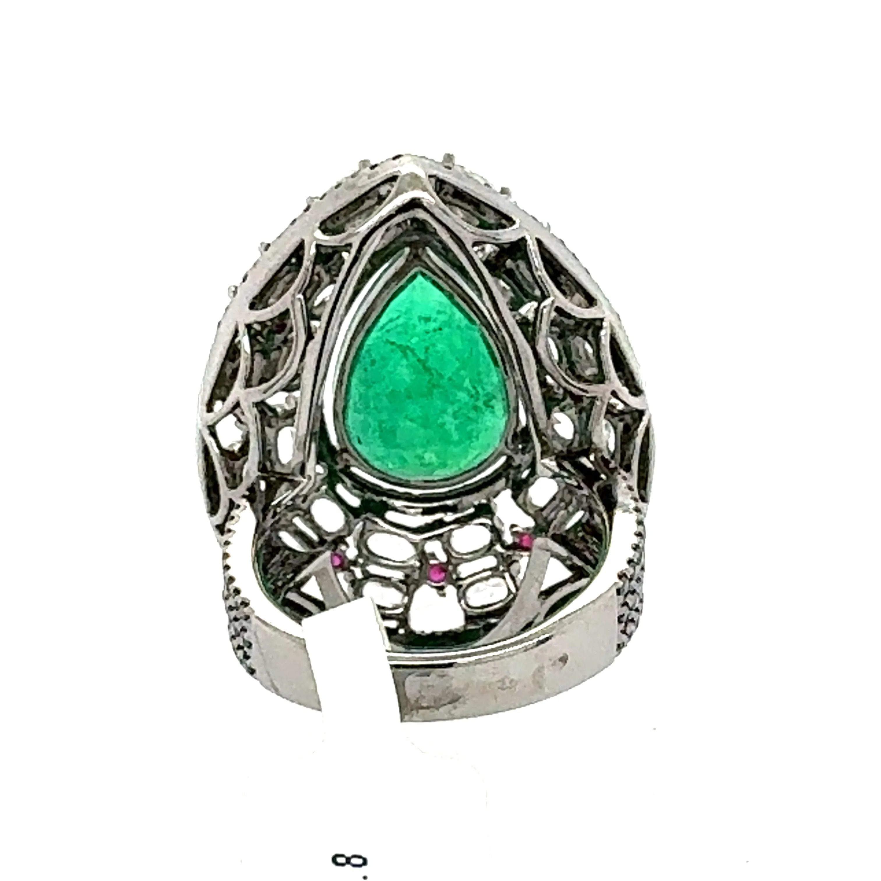 Exquisite Pear Shape Emerald and Diamond Ring
