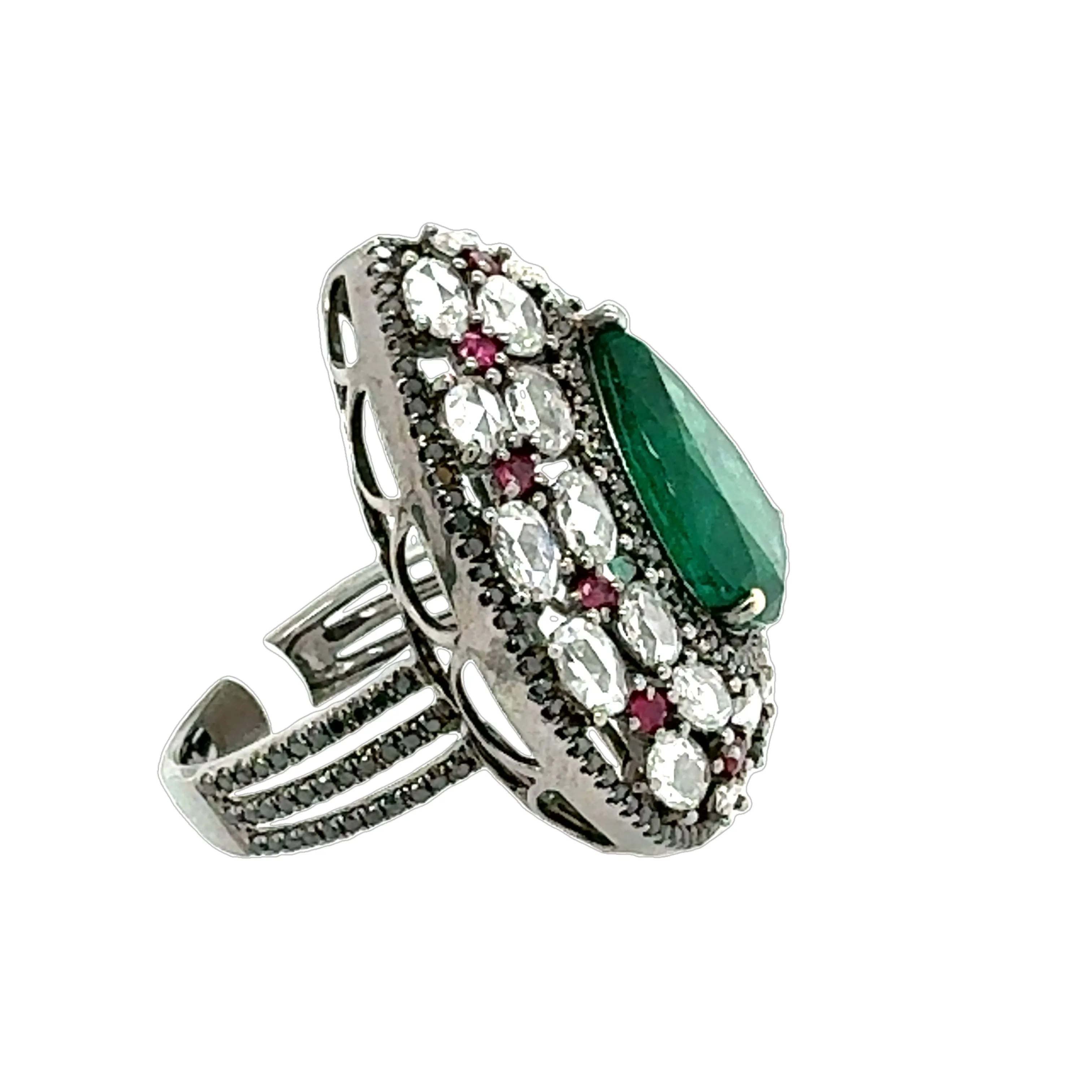 Exquisite Pear Shape Emerald and Diamond Ring