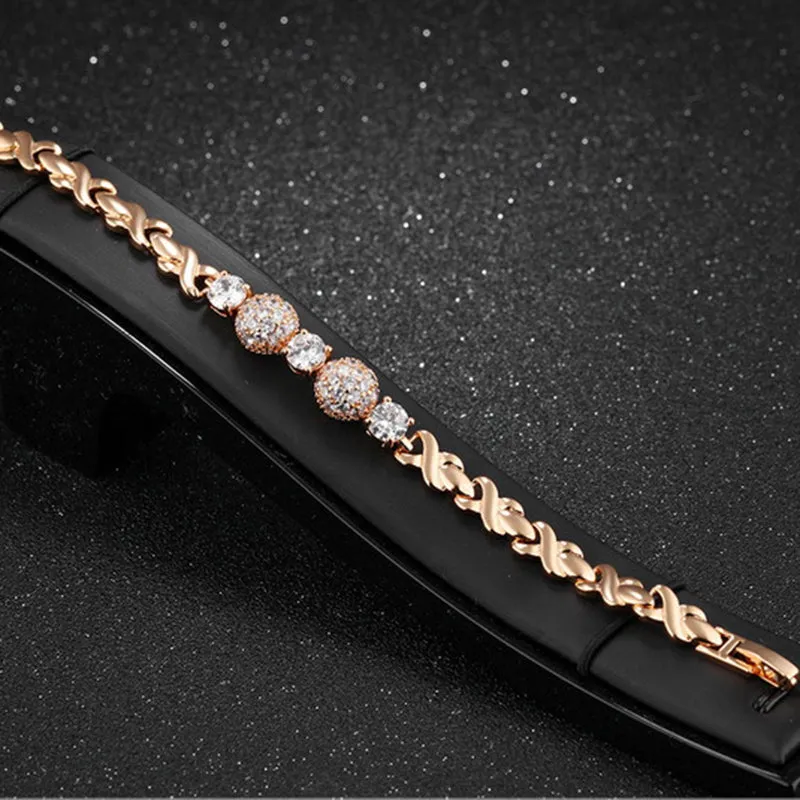 Exquisite Round Micro-set 3A Zircon Bracelet Beautifully Shiny 18K Gold Bracelet