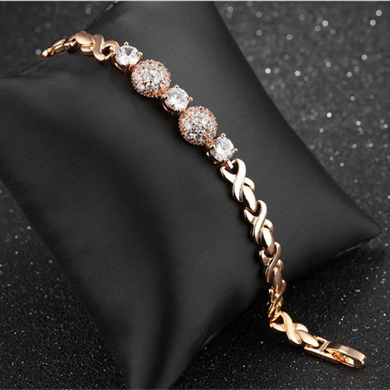 Exquisite Round Micro-set 3A Zircon Bracelet Beautifully Shiny 18K Gold Bracelet