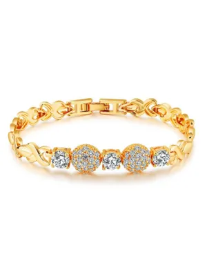 Exquisite Round Micro-set 3A Zircon Bracelet Beautifully Shiny 18K Gold Bracelet