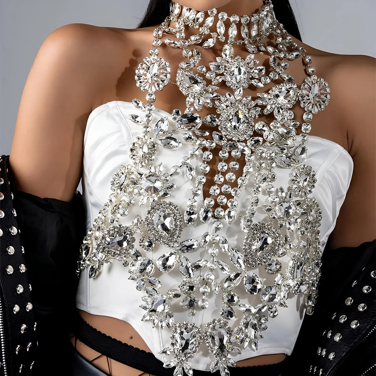 Exquisite Shimmer Zircon Bra Chain Necklace