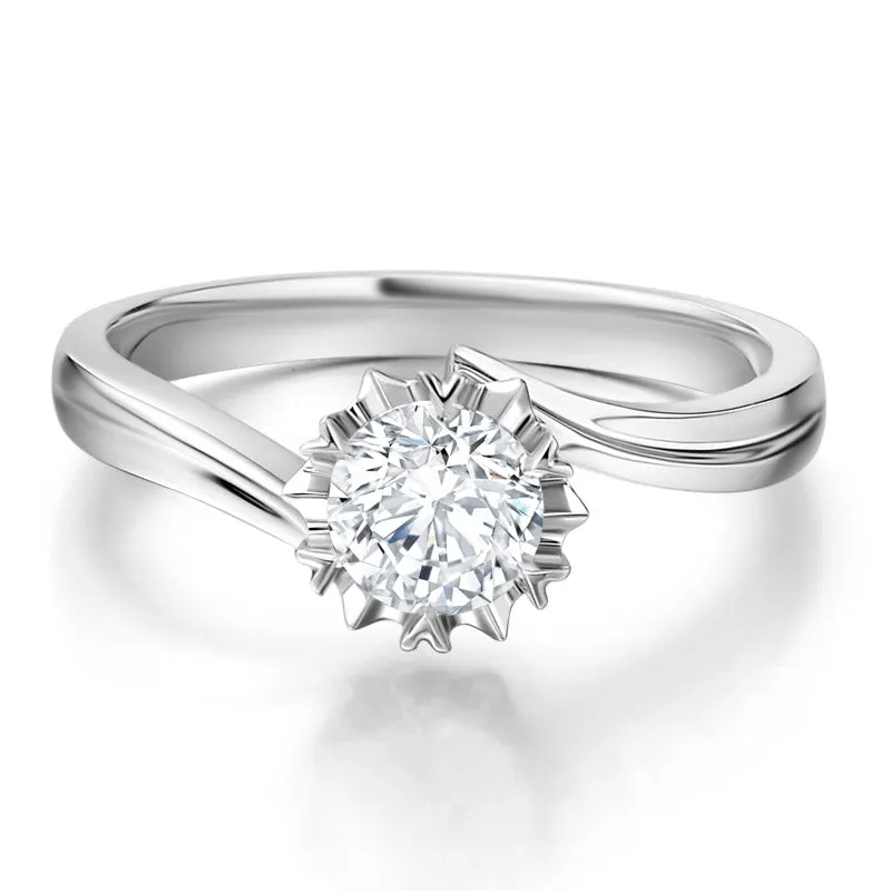 Exquisite Six-Petal Snowflake Diamond Ring