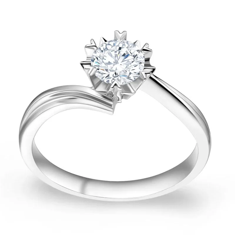Exquisite Six-Petal Snowflake Diamond Ring