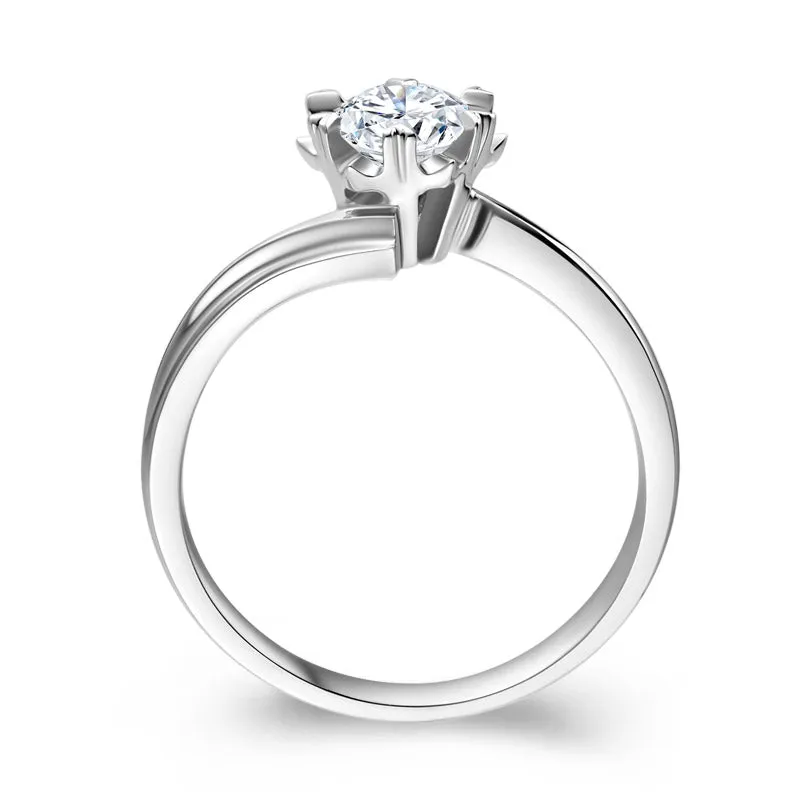 Exquisite Six-Petal Snowflake Diamond Ring