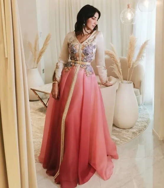 Exquisite White Moroccan Caftan Evening Dress