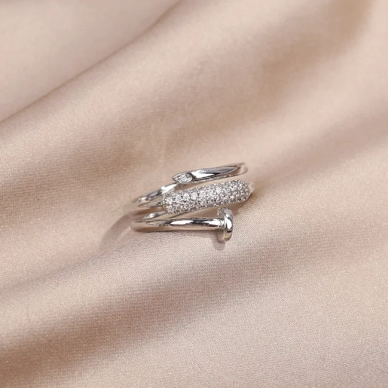 Fashion Jewelry Exquisite 14K Gold Plated Zircon Ring Adjustable