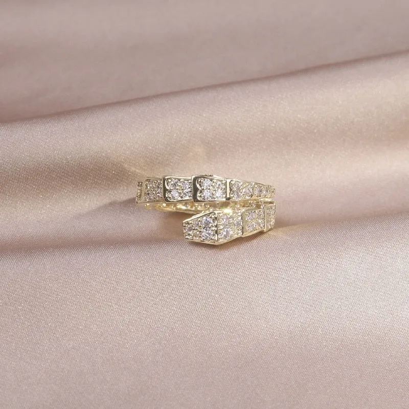 Fashion Jewelry Exquisite 14K Gold Plated Zircon Ring Adjustable