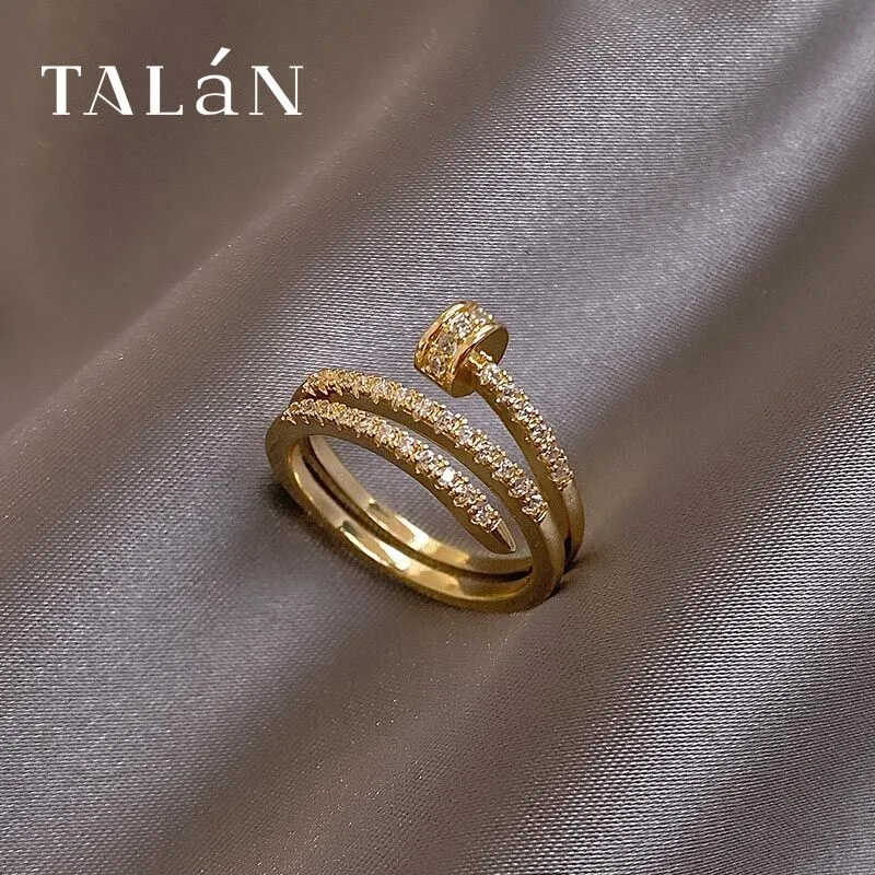 Fashion Jewelry Exquisite 14K Gold Plated Zircon Ring Adjustable