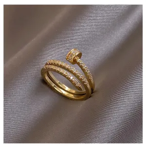 Fashion Jewelry Exquisite 14K Gold Plated Zircon Ring Adjustable
