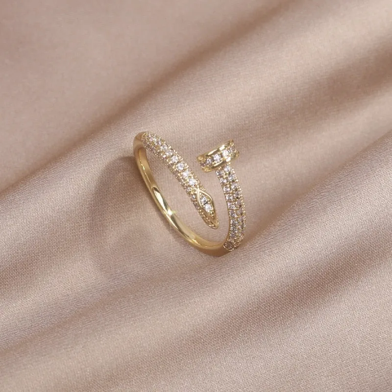 Fashion Jewelry Exquisite 14K Gold Plated Zircon Ring Adjustable