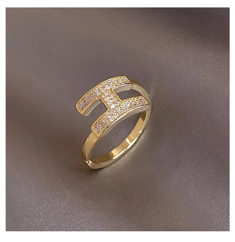 Fashion Jewelry Exquisite 14K Gold Plated Zircon Ring Adjustable