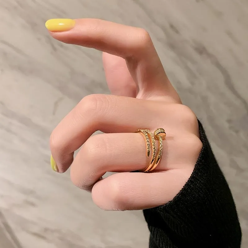 Fashion Jewelry Exquisite 14K Gold Plated Zircon Ring Adjustable