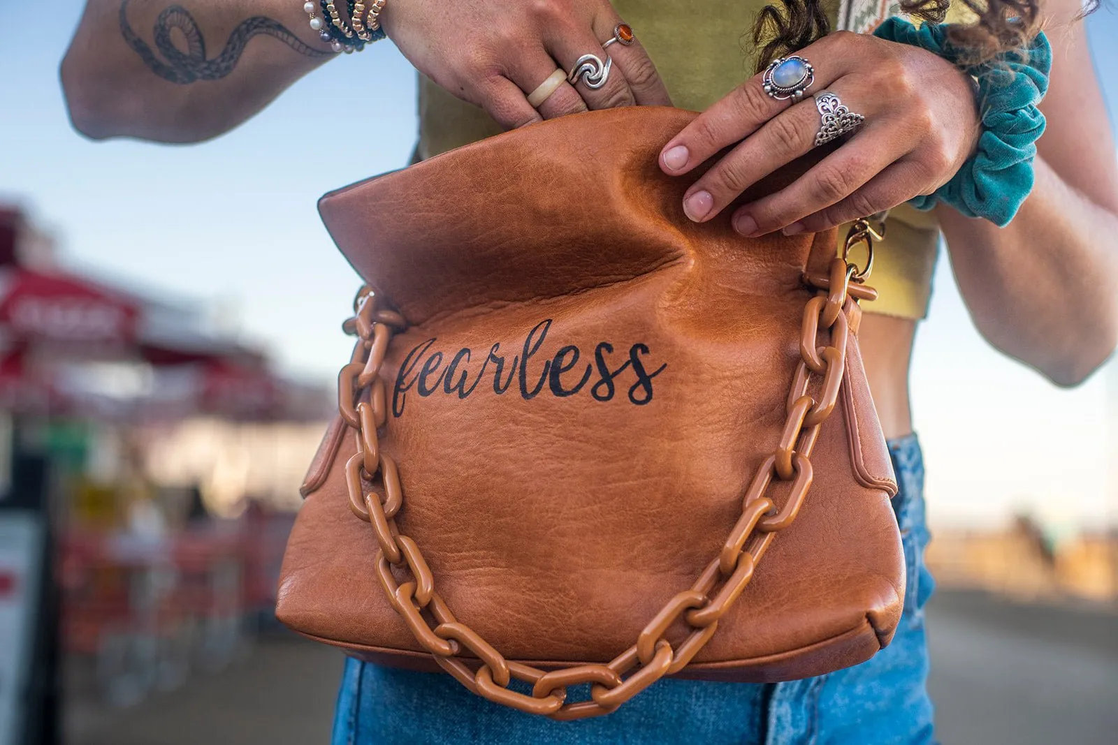Fearless Custom Hand-Painted Peekaboo Bag