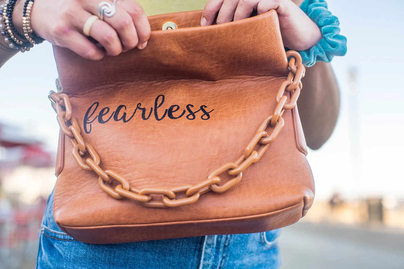 Fearless Custom Hand-Painted Peekaboo Bag
