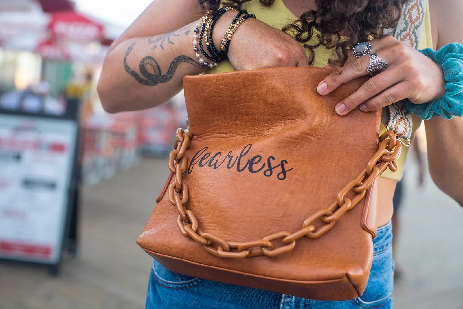 Fearless Custom Hand-Painted Peekaboo Bag