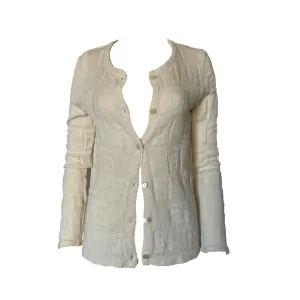 Fendi Cream Monogram Textured Cardigan