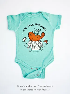 Find Your Adventure! Animal Baby Onesie (Seafoam)