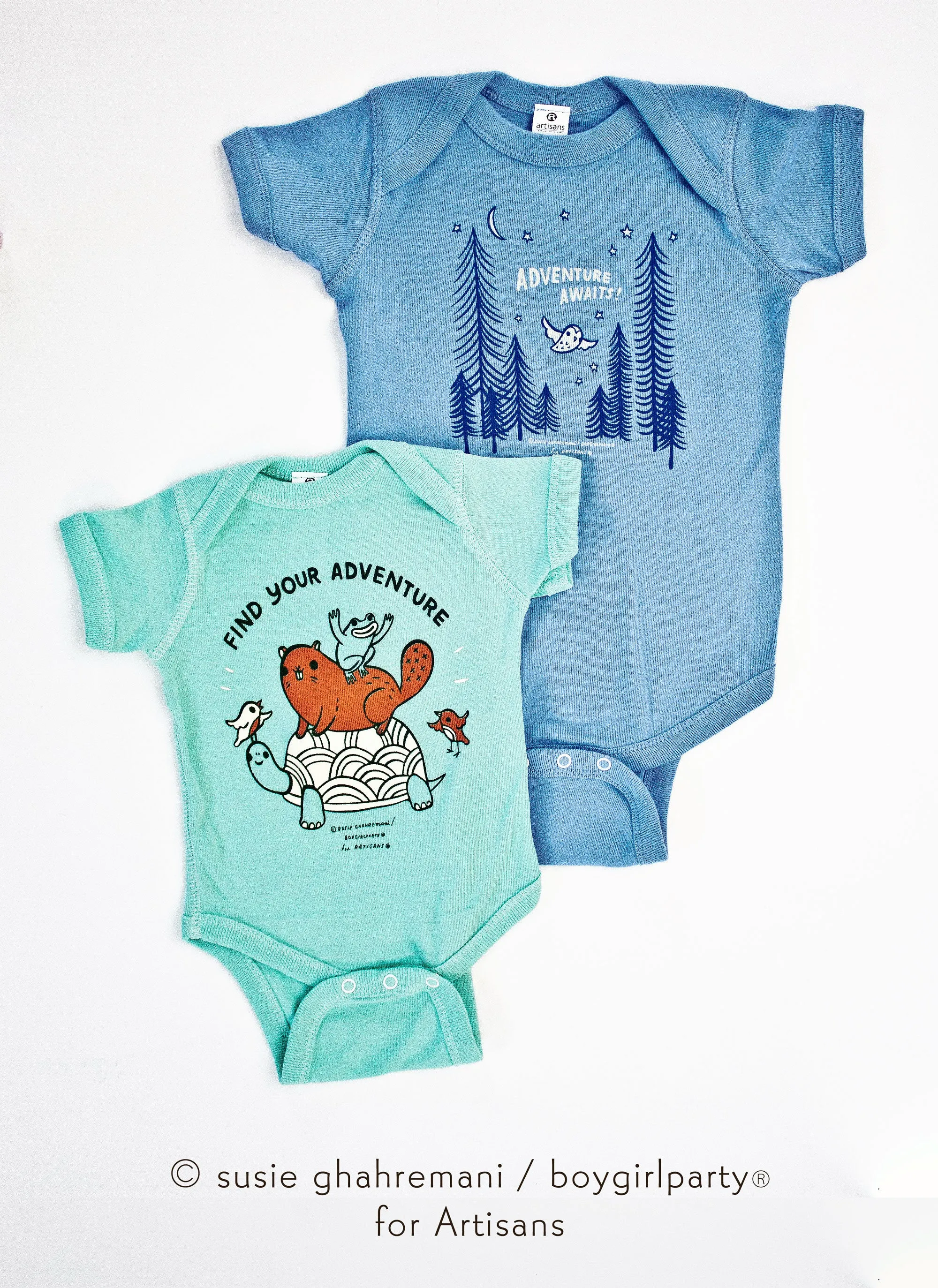 Find Your Adventure! Animal Baby Onesie (Seafoam)