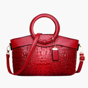 Francesca – Textured Crocodile-Patterned Vegan Leather Tote