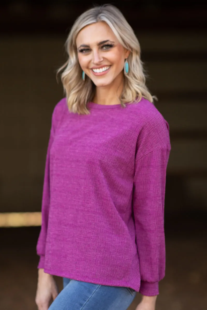 Fuchsia Horizontal Textured Top
