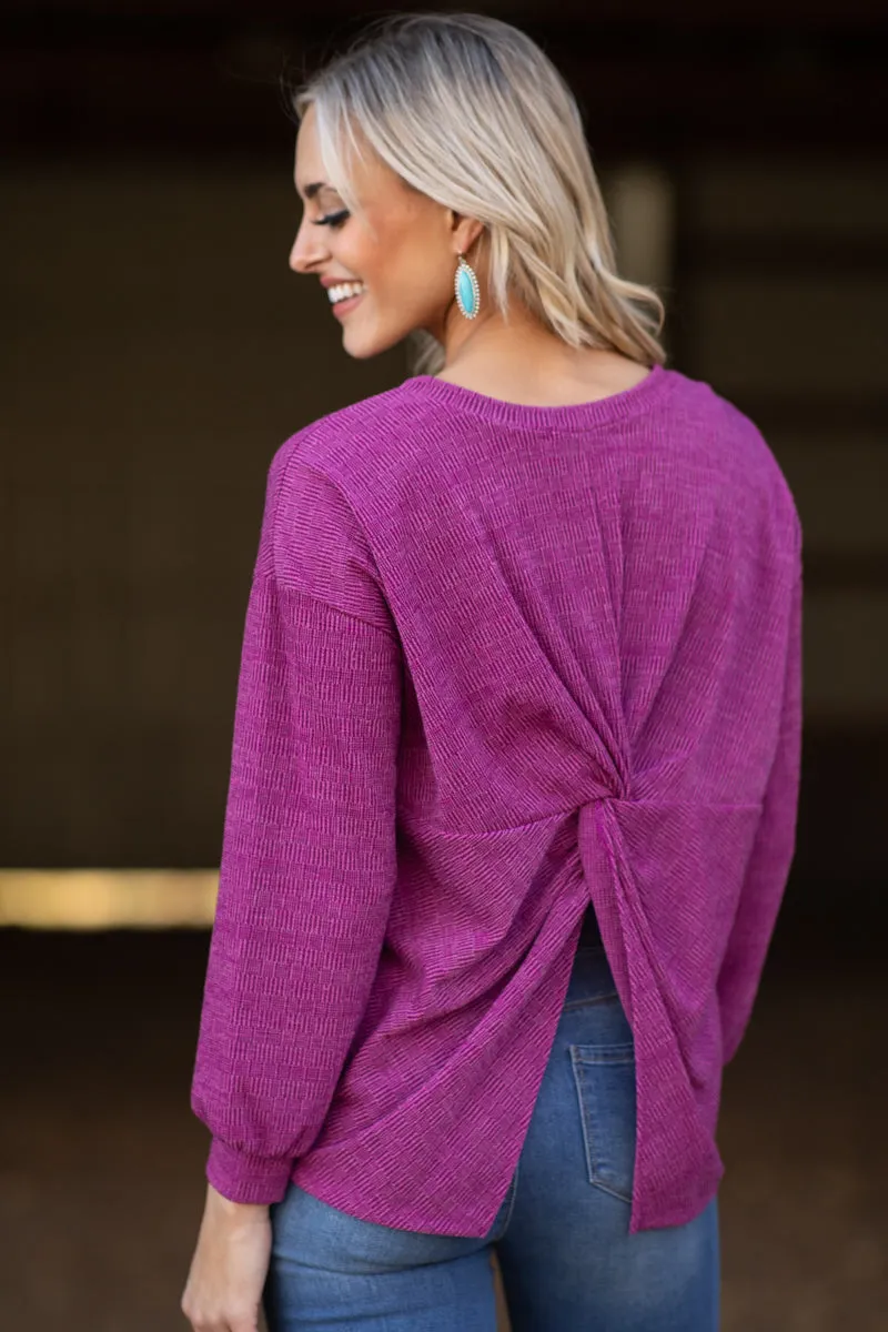 Fuchsia Horizontal Textured Top