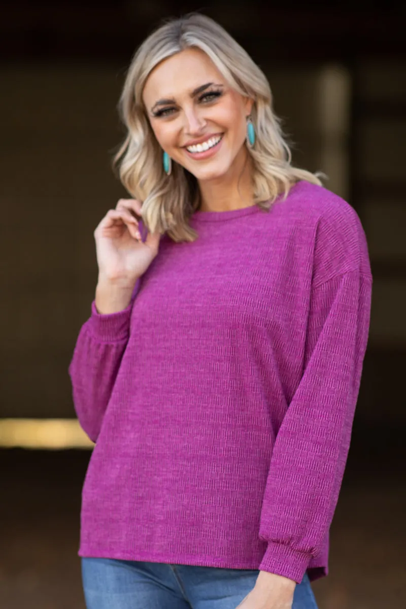 Fuchsia Horizontal Textured Top
