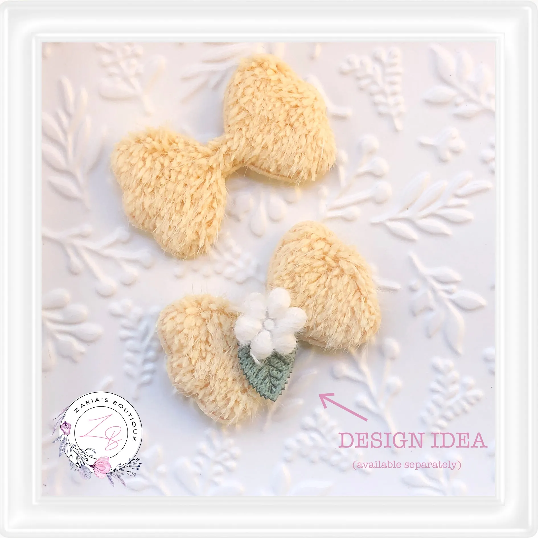 • Fur Bow Appliques • Hair Clip & Bow Embellishments • Per Pair •