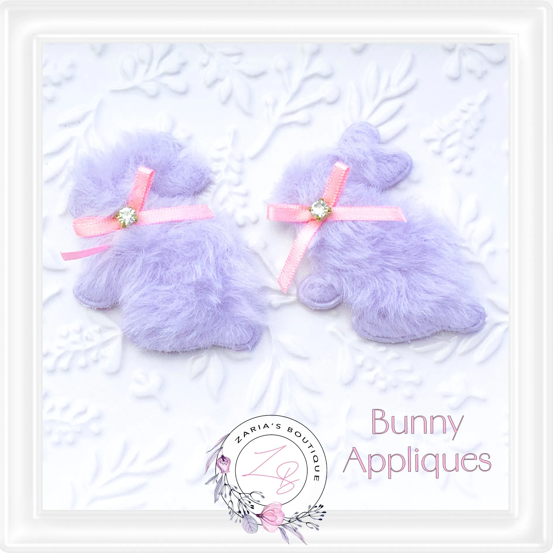 • Furry Bunny Appliques • Lavender • Per Pair •