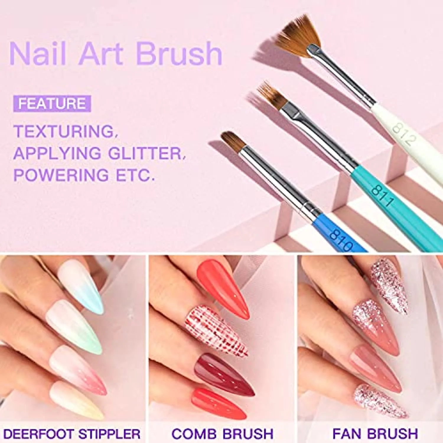 Gellen Nail Art Brushes set - 12Pcs Nail Art Design Pen Painting Tools with Nail Extension Gel Brush, Builder Gel Brush, Nail Art Liner Brush for Gel Polish Manicure Salon DIY at Home