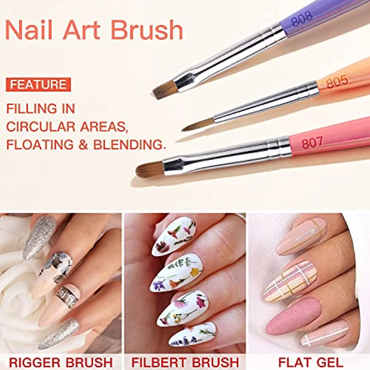 Gellen Nail Art Brushes set - 12Pcs Nail Art Design Pen Painting Tools with Nail Extension Gel Brush, Builder Gel Brush, Nail Art Liner Brush for Gel Polish Manicure Salon DIY at Home
