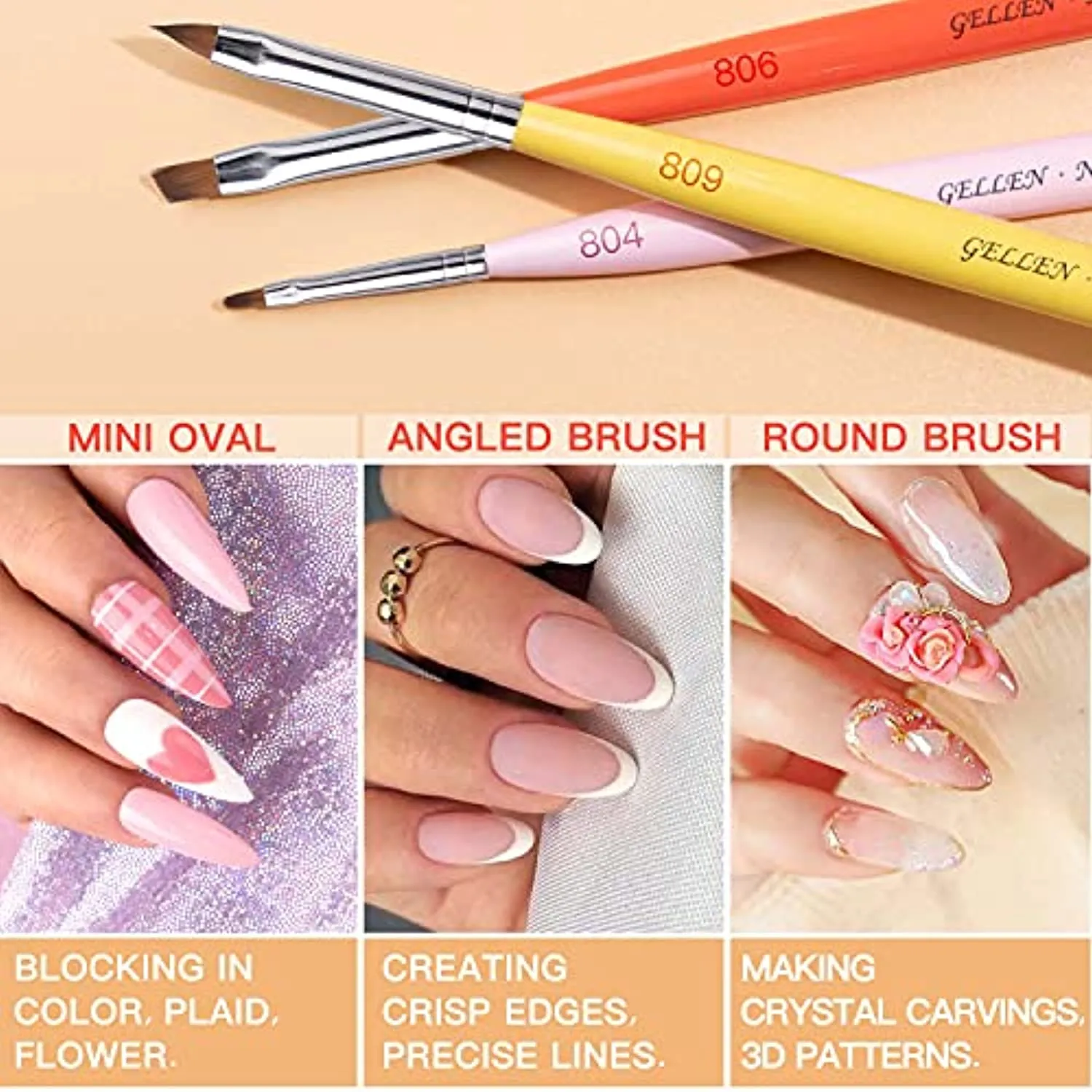 Gellen Nail Art Brushes set - 12Pcs Nail Art Design Pen Painting Tools with Nail Extension Gel Brush, Builder Gel Brush, Nail Art Liner Brush for Gel Polish Manicure Salon DIY at Home