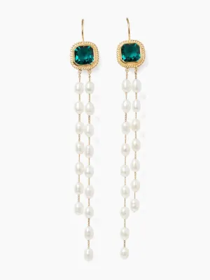 GENEVA TIERED PEARL EARRINGS EMERALD