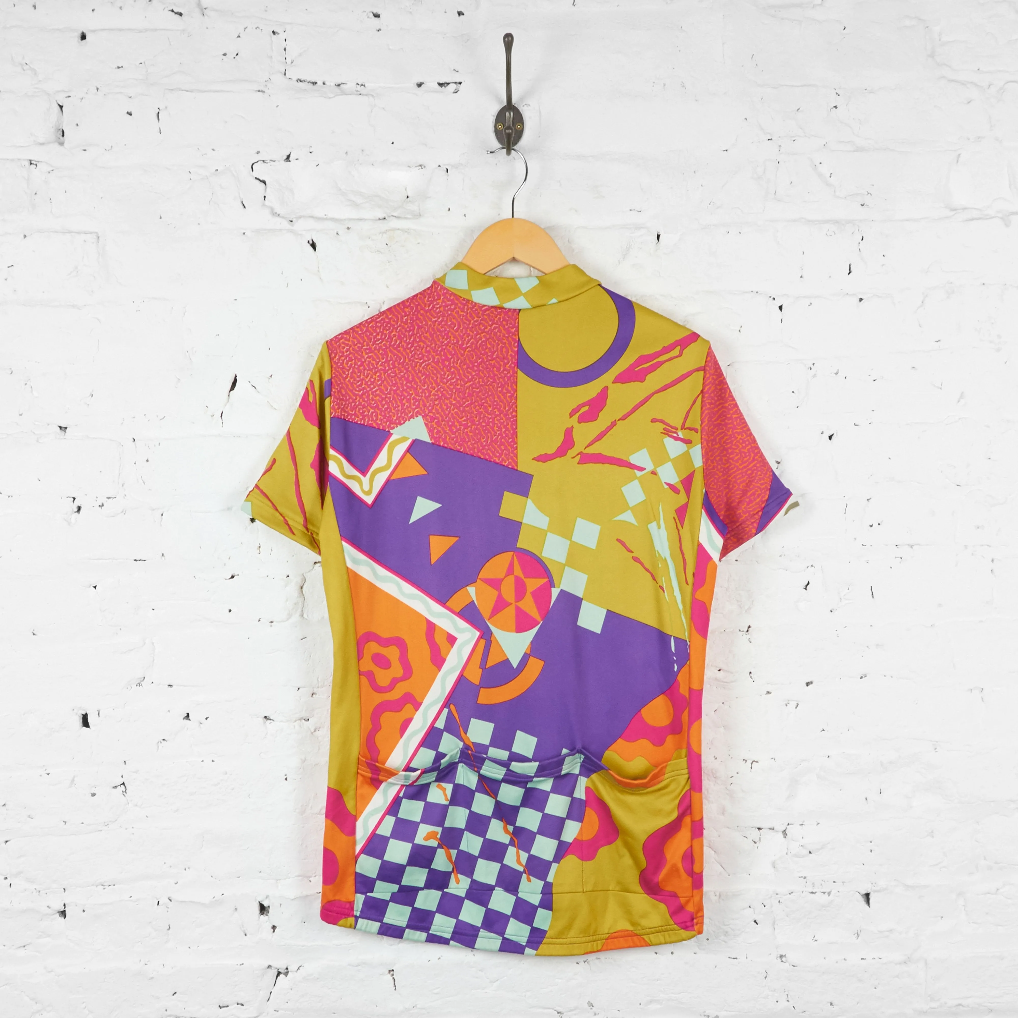 Giessegi Patterned Cycling Jersey - Green/Pink - L