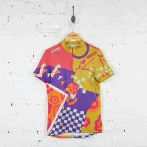 Giessegi Patterned Cycling Jersey - Green/Pink - L
