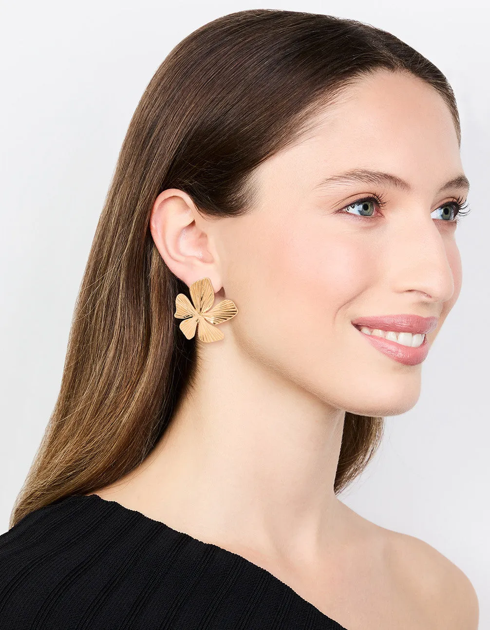 Gold Plated Textured Flower Studs