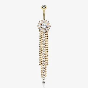 Golden Exquisite Bedazzled Cascading Belly Button Ring