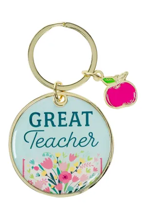 Great Teacher with Apple Charm Keyring