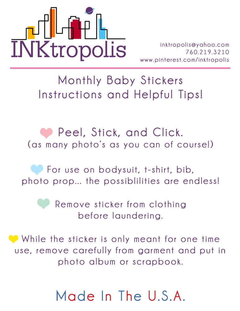 Green and Blue Patterned Baby Month Stickers