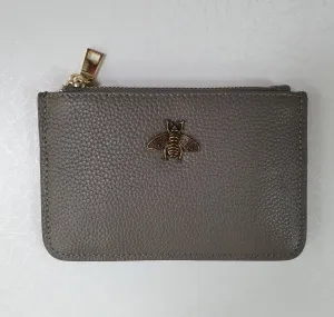 Grey Leather Bee Coin Purse