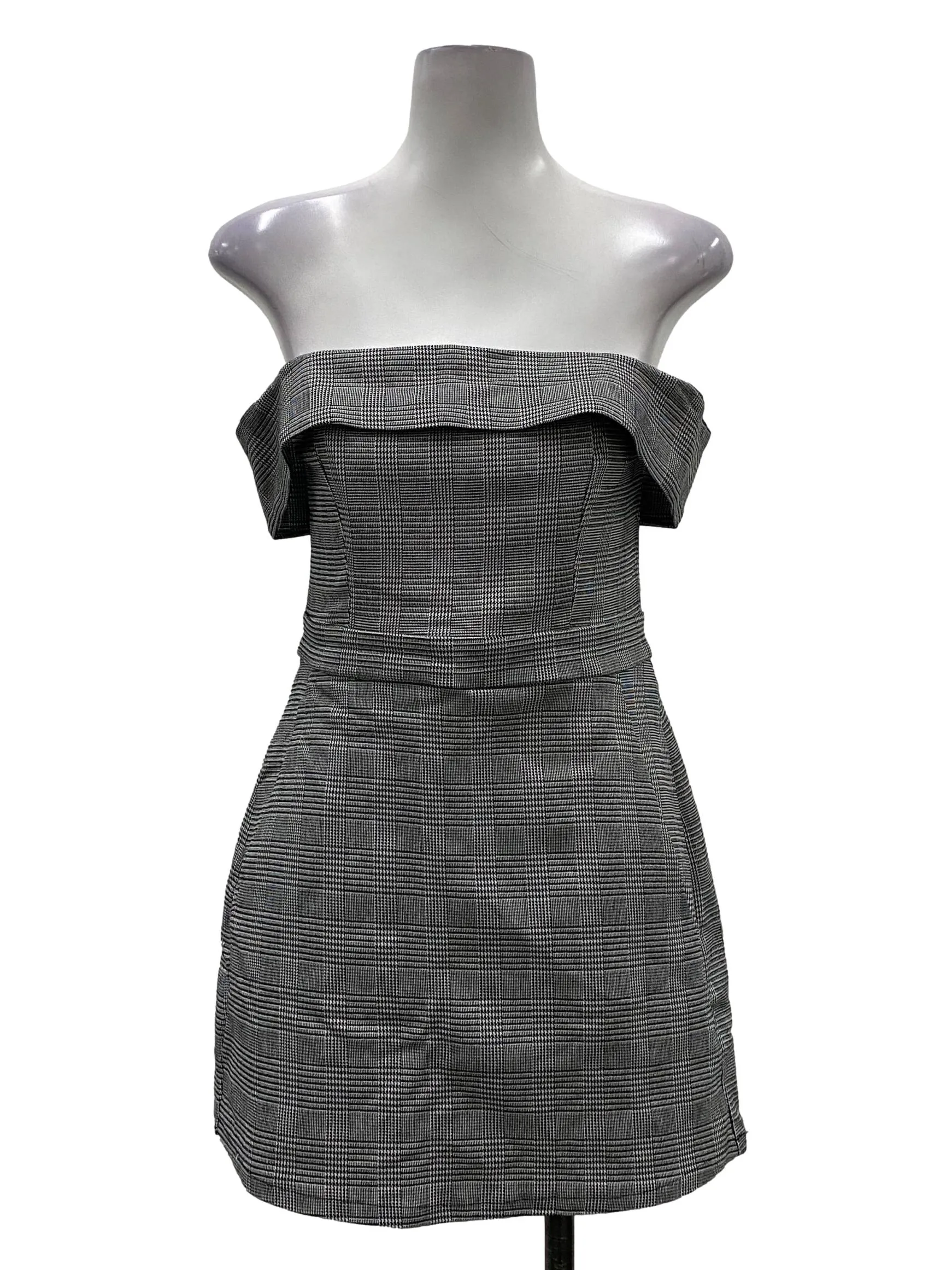 Grey Patterned Tube Romper